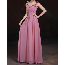 Women's Best Sheer Straps Floor Length Chiffon Evening Dress