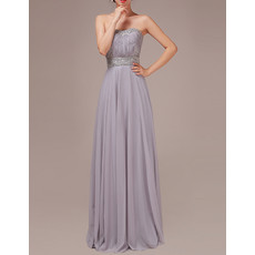 Simple Elegant Strapless Sleeveless Floor Length Chiffon Formal Evening Dress