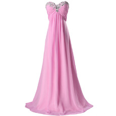 Inexpensive Sweetheart Floor Length Chiffon Formal Evening Dress