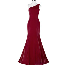 Discount Sheath One Shoulder Floor Length Satin Formal Evening Dress