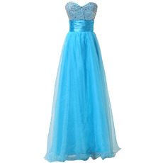 Formal Sweetheart Floor Length Organza Beading Bodice Prom Evening Dress