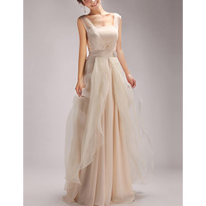 Classy Floor Length Satin Organza Formal Prom Evening Dress