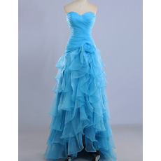 Empire waist Sweetheart High-Low Organza Layered Skirt Formal Evening Dress