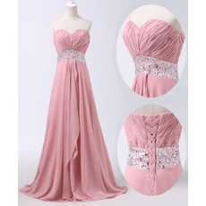 Classy Sweetheart Sweep Train Chiffon Prom Evening Dress