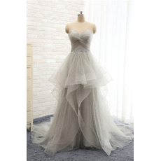 Affordable Sweetheart Sweep Train Organza Prom Evening Dress