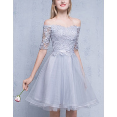 Designer Off-the-shoulder Short Formal Homecoming Dress with Half Sleeves