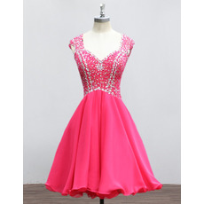 Non Strapless Sweetheart Mini/ Short Chiffon Rhinestone Homecoming Dress