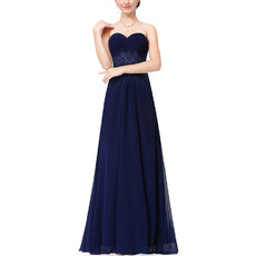 Simple Spring Sweetheart Long Chiffon Evening Party Dress