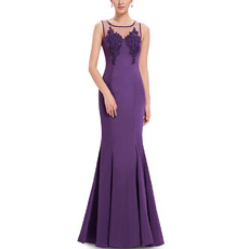 Inexpensive Mermaid Sleeveless Floor Length Satin Formal Evening Dress