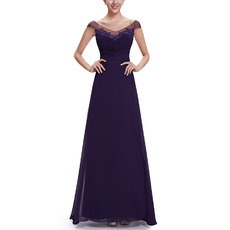 Timeless A-Line V-Neck Floor Length Chiffon Formal Evening Wear Dress