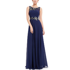 Affordable Sleeveless Long Chiffon Applique Formal Evening Dress