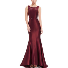 Inexpensive Trumpet Sleeveless Floor Length Satin Evening/ Prom Dress