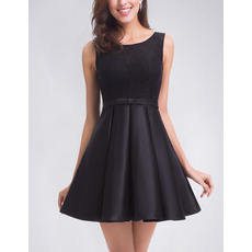 Sipmle A-Line Non Strapless Sleeveless Short Satin Homecoming/ Little Black Dress