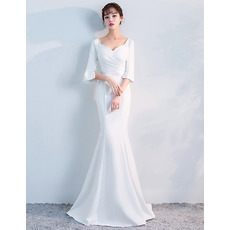 Elegant Mermaid Sweetheart Long Formal Evening Dress with Half Sleeves