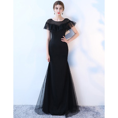 New Style Sheath Short Sleeves Floor Length Formal Evening Dress