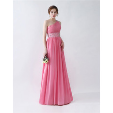 New Style One Shoulder Floor Length Chiffon Formal Evening Dress