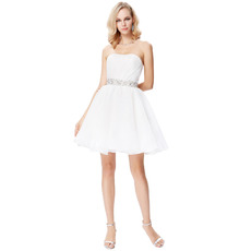 Simple A-Line Strapless Mini/ Short Homecoming/ Graduation Dress