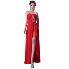 Girls Sexy Sweetheart Floor Length Chiffon Homecoming Dress with Slit