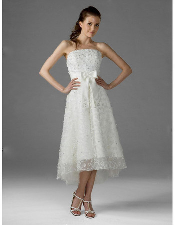 A-Line Strapless Lace Short Informal Wedding Dress for Petite Brides ...