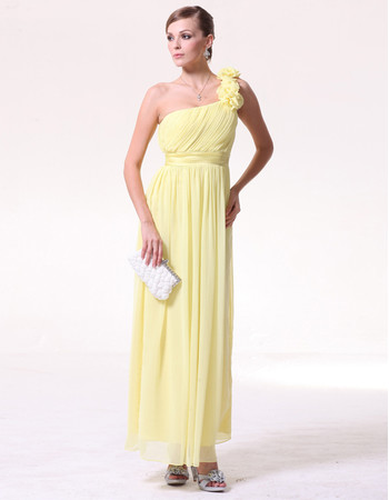 Elegant One Shoulder Ankle Length Chiffon Spring Bridesmaid Dress for ...