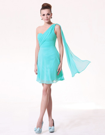 Trendy A-Line One Shoulder Short Chiffon Bridesmaid Dress for Maid of honour