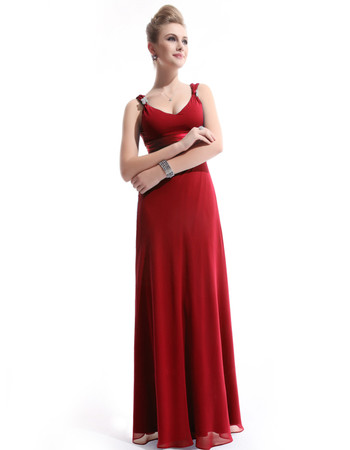 Custom Women's Chiffon Sheath V-Neck Long Prom Evening Dress for Sale