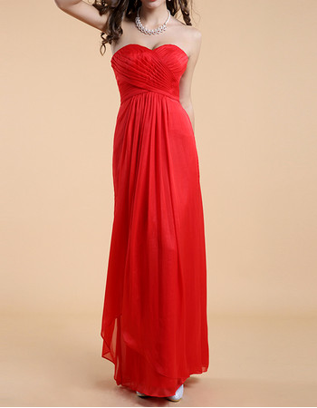 Simple Classy Column Sweetheart Long Red Chiffon Evening Dress