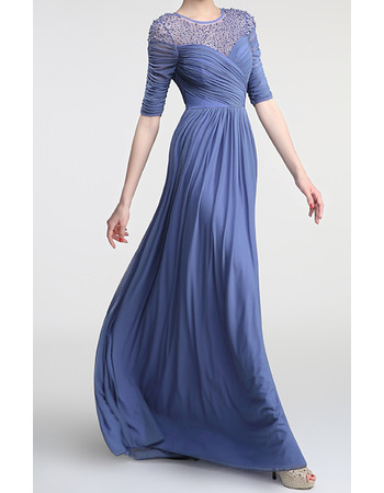 Women's Affordable Elegant Long Chiffon Formal Evening Dress with Half Sleeves