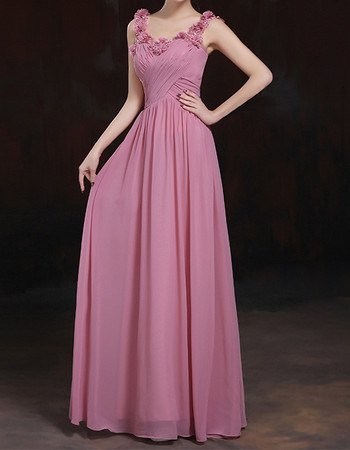 Women's Best Sheer Straps Floor Length Chiffon Evening Dress