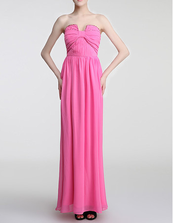 Women's Modern Column Strapless Long Chiffon Formal Evening Dress