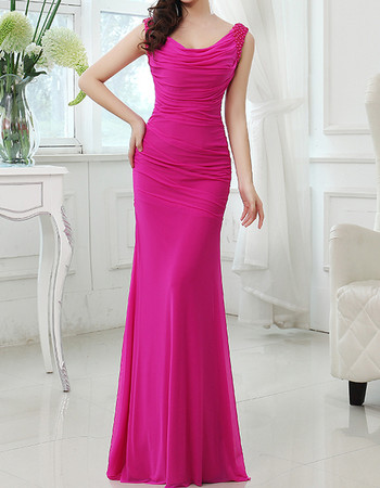 Women's Elegant Sheath Sleeveless Floor Length Chiffon Evening Dress