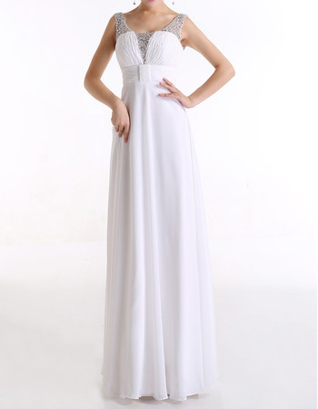 Women's Beautiful Empire Scoop Sleeveless Long Chiffon Formal Evening Dress