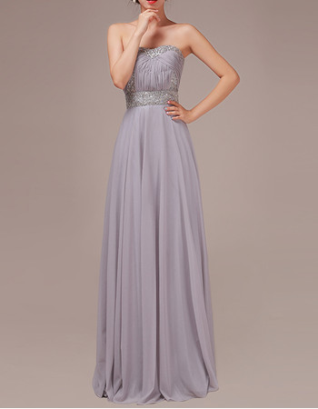 Simple Elegant Strapless Sleeveless Floor Length Chiffon Formal Evening Dress