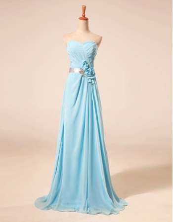 Custom Elegant Sweetheart Long Chiffon Formal Evening Dress with Belts for Women