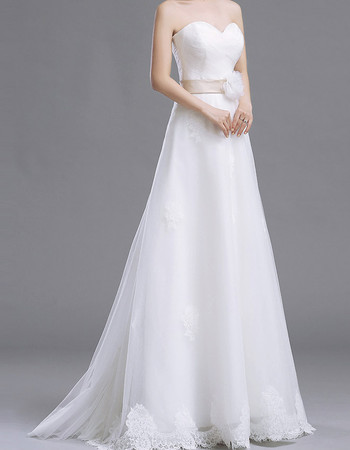 Classic Modern A-Line Sweetheart Floor Length Organza Wedding Dress