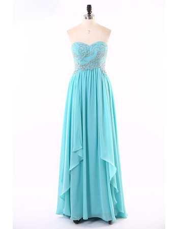 Custom Sweetheart Sleeveless Floor Length Chiffon Evening Dress - US ...