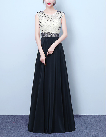 Custom Designer Sleeveless Floor Length Lace Chiffon Beading Evening Dress