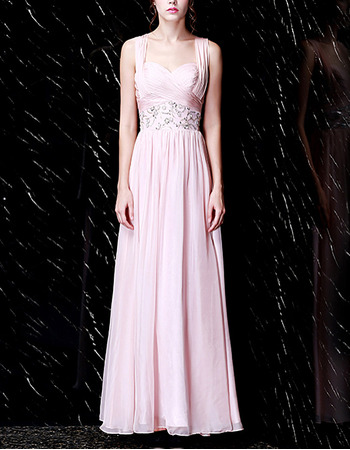 Classy Sweetheart Floor Length Chiffon Formal Evening Dress with Straps