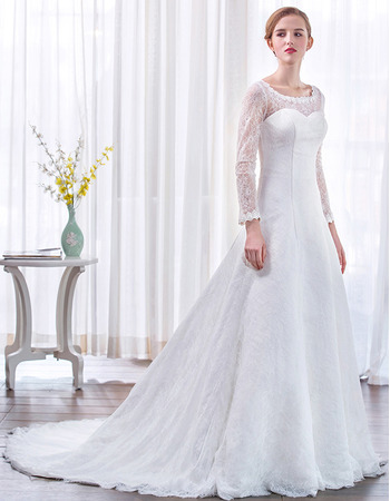 Custom Made Elegant Vestidos De Novia Long Sleeves Lace Church Wedding Dress