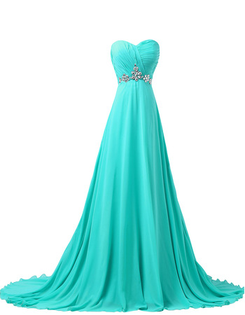 Custom Sweetheart Sweep Train Chiffon Formal Evening Dress