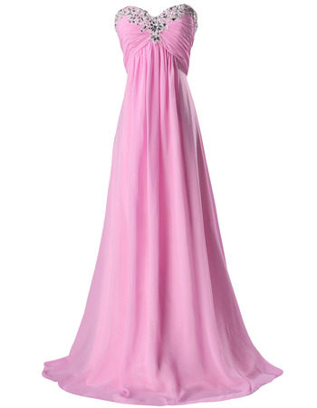 Inexpensive Sweetheart Floor Length Chiffon Formal Evening Dress