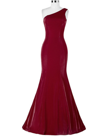 Discount Sheath One Shoulder Floor Length Satin Formal Evening Dress