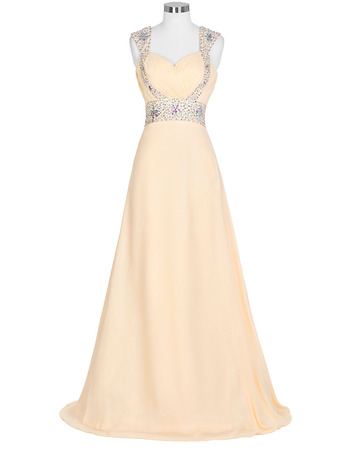 Classy Sweetheart Floor Length Chiffon Prom Evening Dress with Straps