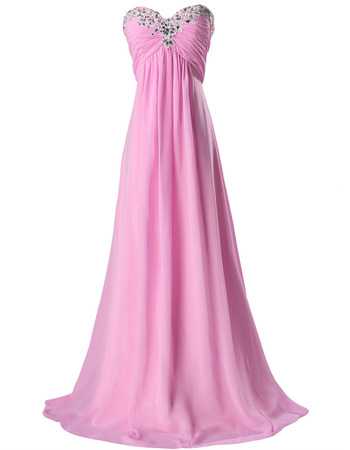 Classic Simple Sweetheart Long Chiffon Lace-Up Formal Evening Dress