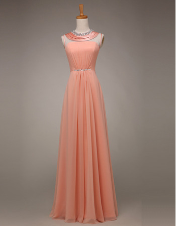 Designer Sleeveless Floor Length Chiffon Formal Evening Party Dress