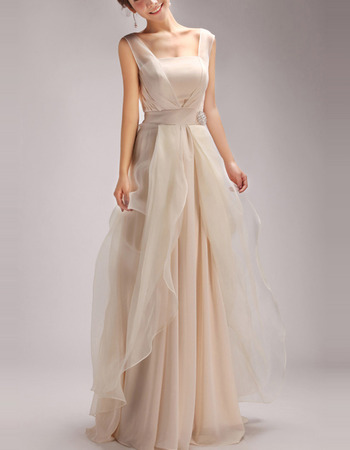 Classy Floor Length Satin Organza Formal Prom Evening Dress