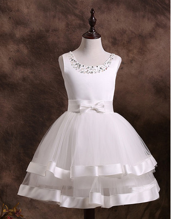 New Beautiful Ball Gown Short Satin Organza First Communion Dress