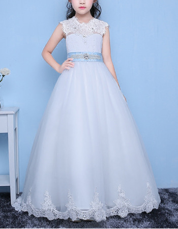 Stunning A-Line Floor Length Organza Flower Girl Dress with Belts