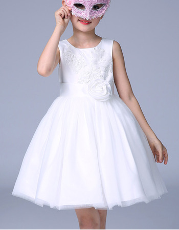 Custom Ball Gown Mini/ Short Satin Organza Flower Girl Dress