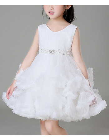 Inexpensive Princess A-Line Mini/ Short Ruffle Skirt Flower Girl Dress